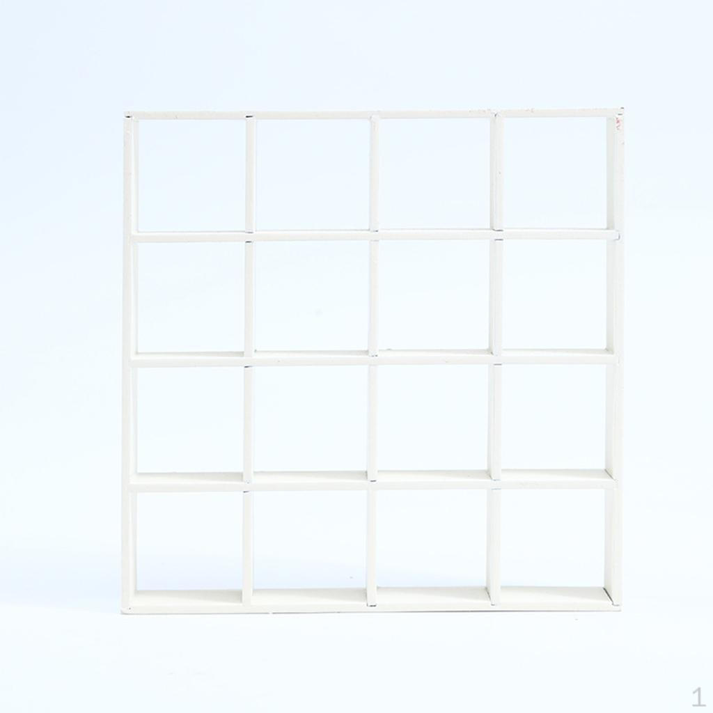 12-е украшение для кукольного домика, мини-миниатюрное хранилище из березы ручной работы, книжный шкаф с 16 сетками