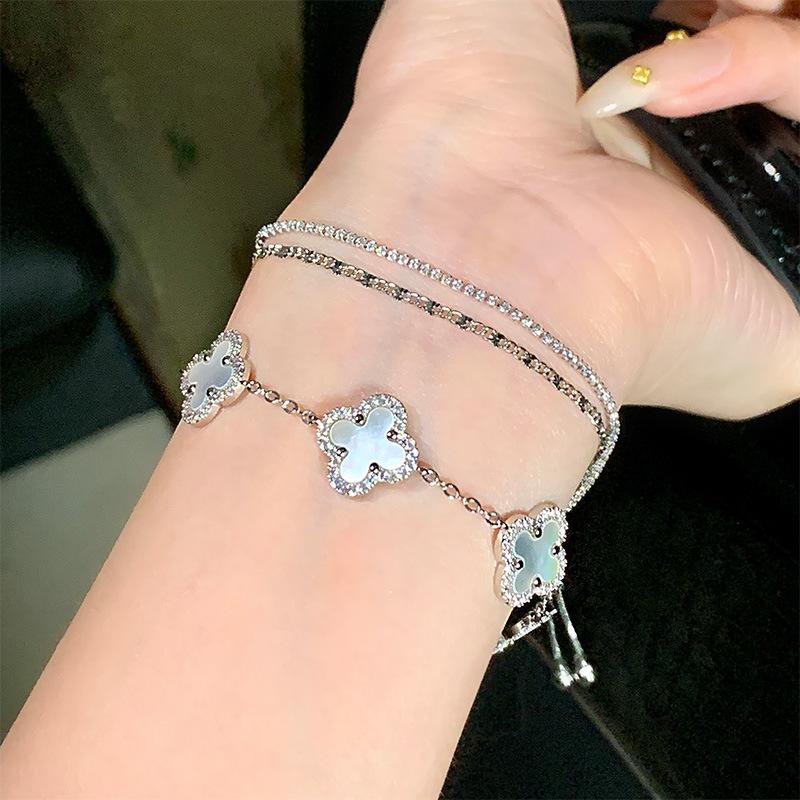 Zircon Flower Shell Pendant Bracelet Light Luxury Simple Temperament Jewelry Niche High Sense Versatile Jewelry Women