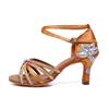 New Latin Dance Shoes Diamond Satin Female Adult Middle High Heel Dance Shoes Performance Girls Dance Shoes Soft Sole High Heels