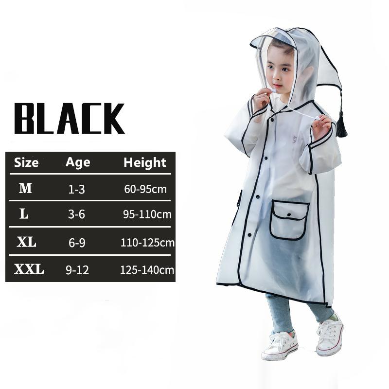 Kids Raincoat Cartoon Cute Rainwear Household Goods Children's Waterproof Poncho Transparent Travel Rain Coat EVA