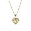 A-Z English Letter Initial Necklace Gold Plated Necklace Micro Setting Zircon Heart Necklace for Women