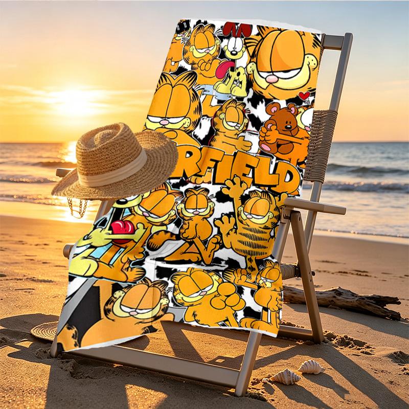 Garfield Print Beach Towel Design, Soft, Lightweight. for Home Bathroom, Spa, Pool, Yoga, Surfing, Camping, Gift for Family, Friend
