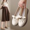 Fashionable and Comfortable Silver Flat Single Shoes Female Summer Mary Jane Shoes Bow Soft Bottom Soybean Shoes