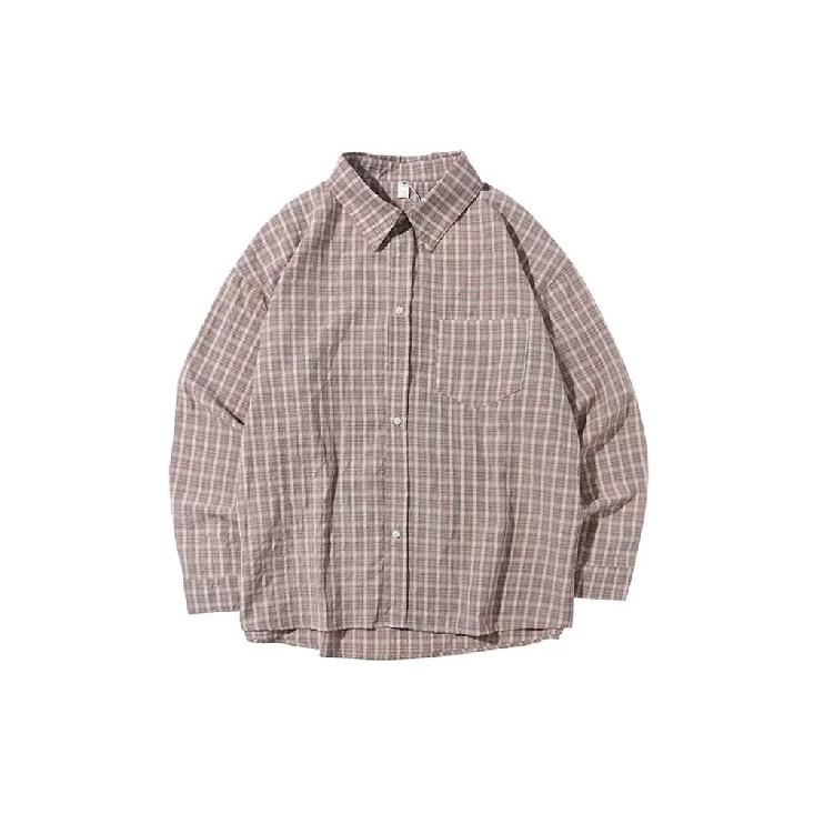 Рубашка в клетку в японском стиле Nanhe, мужская, с длинными рукавами, весна-осень, высококачественная, молодежная, свободная, повседневная, розовая куртка