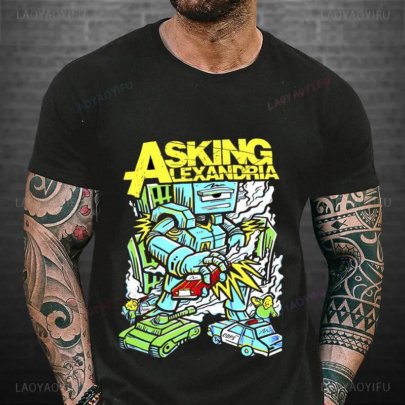 Asking Alexandria Банда Графический Топ 3D-принт Повседневные Мужские Футболки с Коротким Рукавом - Мягкая Средней Растяжимости Полиэстеровая Ткань Летняя Одежда Свободного Кроя