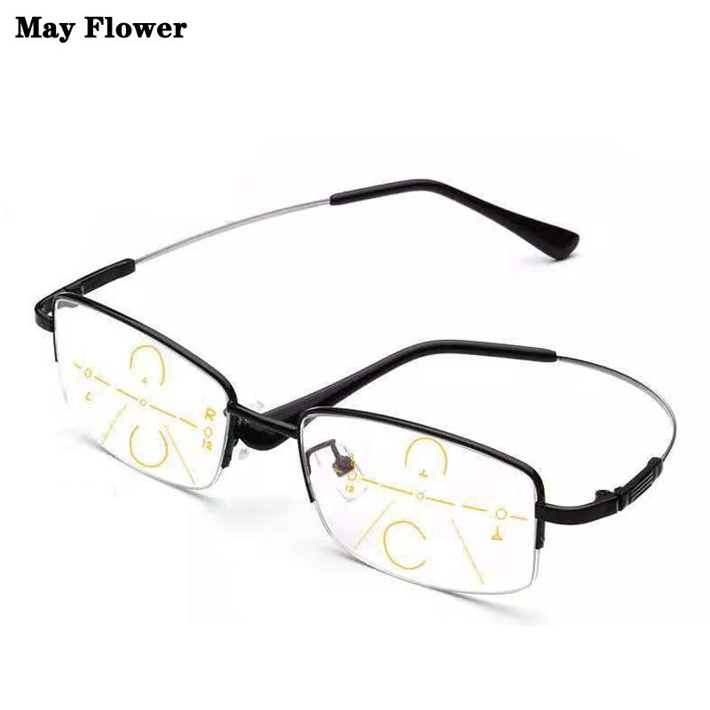Progressive Men'S Eyeglasses Frame Multifocal Reading Glasses Anti Blue Light Eyewear Near Far Sight Glasse Escuadras De Metal+4