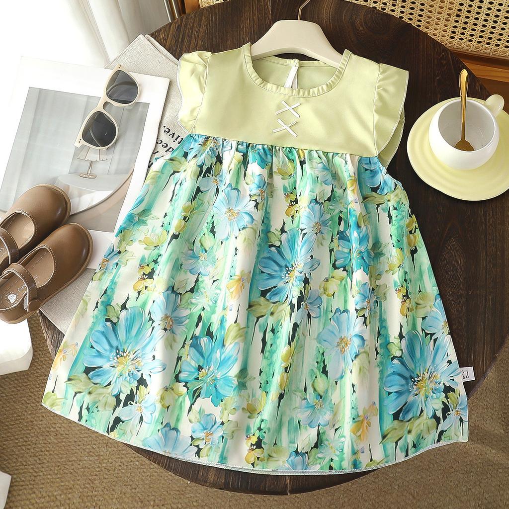 Children's Princess Colorful Flowers Dress - Summer Girls' Casual Dress