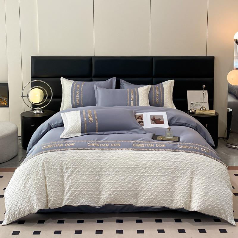 Комплект из четырех предметов из стираного шелкового рельефа с жаккардовым узором Tencel, простыня, пододеяльник