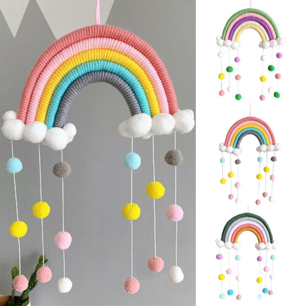 Macrame Rainbow Clouds Tapestry Handmade Room Decoration Delicate Photo Prop  Home