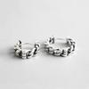 (1 Pair) P0999W S925 Silver Vintage Silver N Chain Ring Earrings (2P) 14mm