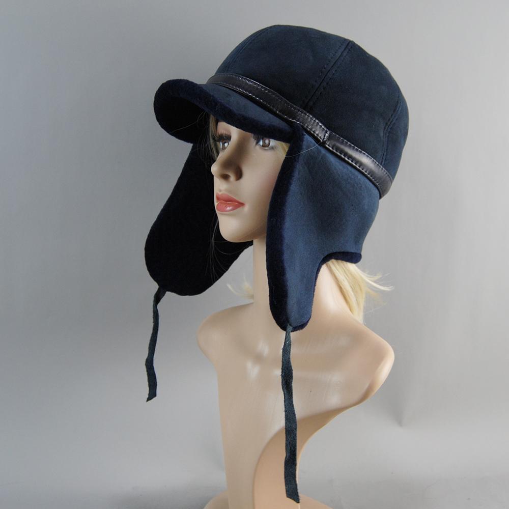 New High Quality Winter Leather Hat Lady Fur Lambswool Warm Thick Ear Flaps Bomber Hats Women's Baseball Cap Russian Caps