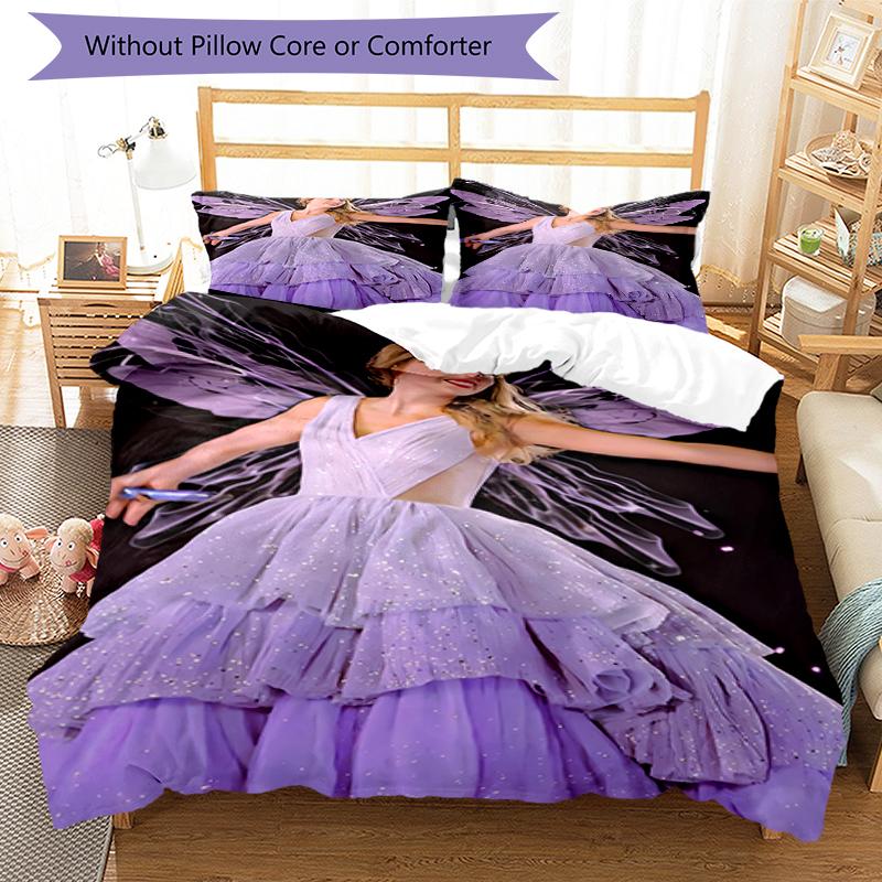 3pcs Taylor Swift pattern bedding set duvet cover set includes duvet cover &pillowcases, perfect all season bedroom decoration & gift