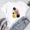 (Asian Size) Abstract Watercolor Lovely Style Women Print Tee Top Fashion T Shirt Woman Female Clothing Short Sleeve Graphic T-shirts