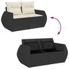 4 Piece Outdoor Sofa Set with Cushions Black Poly Rattan