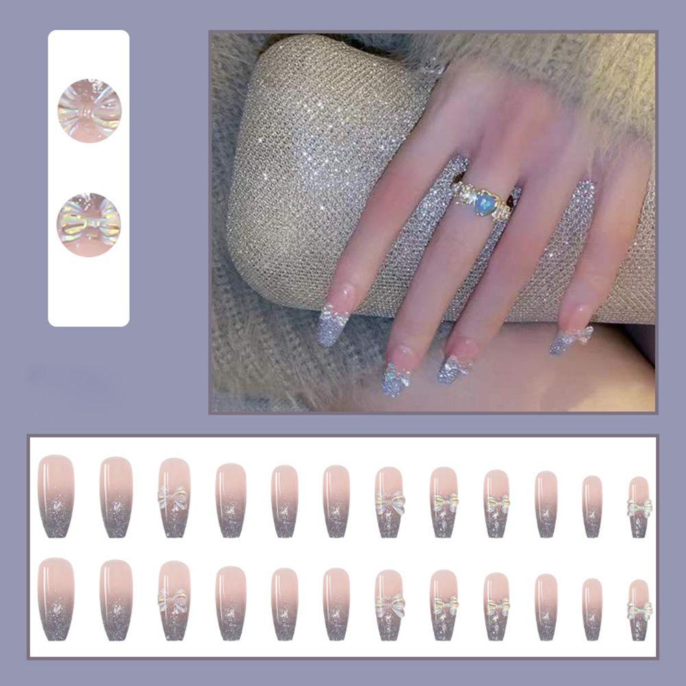 24pcs/Box Press On Nails Full Cover Manicure Tool Coffin False Nails Wearable Fake Nails Nail Tips