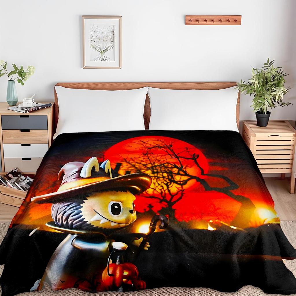 1PC Pop Cartoon Actor Elf Pattern Soft Throw Thin Blanket Gift for Couch Bed Car Home Camping For Halloween Theme All Season Use