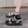 CRLAYDK 2024 Новые женские сандалии с ремешком на щиколотке для ходьбы с открытым носком и петлей на плоской подошве, нескользящие летние туфли с регулируемыми шлепанцами