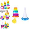 Jenga Rainbow Color Ring Stacking Tower Duck Tub Play Toys Baby Development