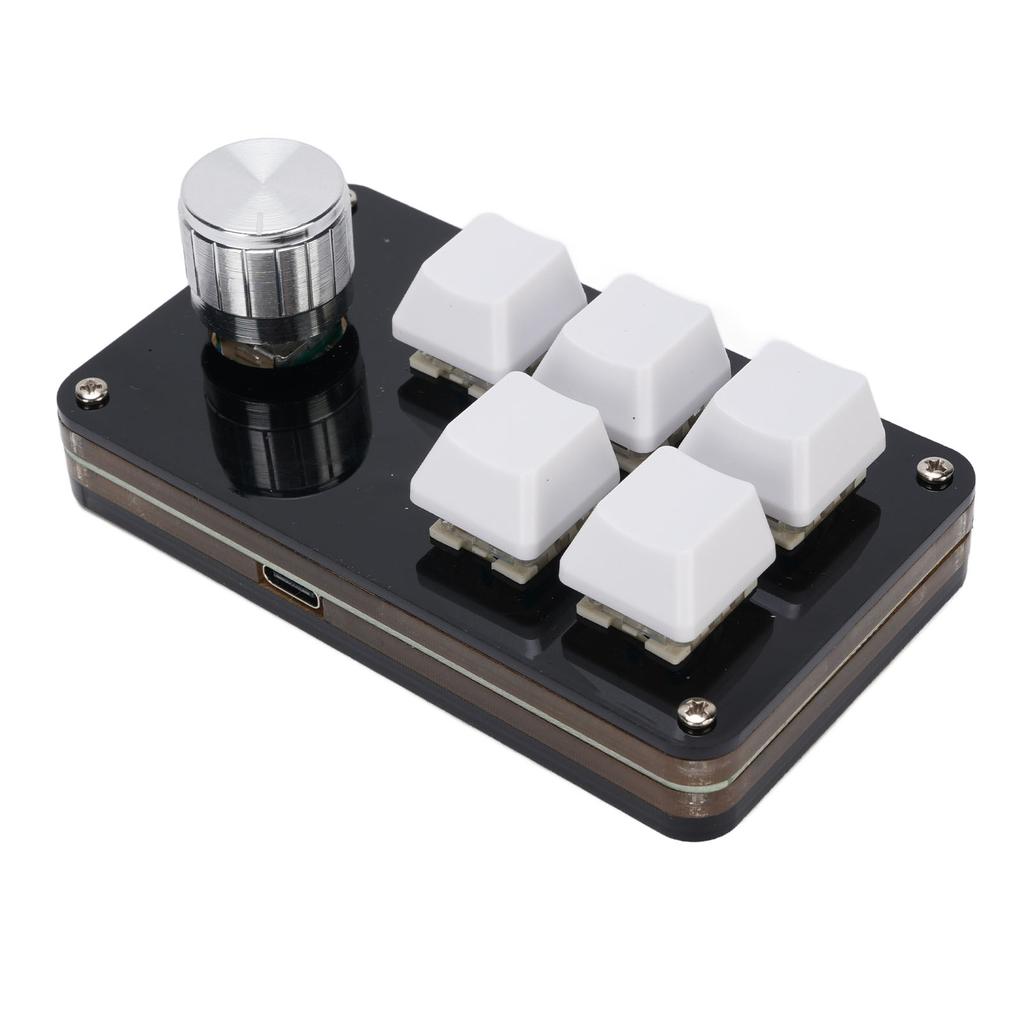 Programmable Macro Keyboard 5 Keys 1 Knob Wired Connection Hot Swappable Custom Macro Keypad for