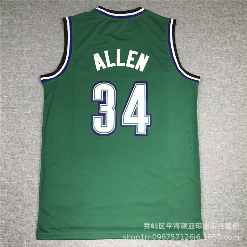 Мужская баскетбольная майка Milwaukee Bucks 34 Ray Allen с вышивкой - Повседневная одежда из бамбукового угольного волокна