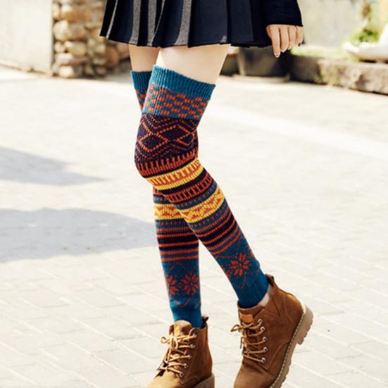 Вязаные носки, украшающие дышащие женские вязаные гетры до бедра, для покупок