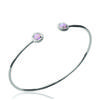 [P0152] - Open Silver Bracelet 'Princess Opal' Pink Silver (rhodium-plated) - 58 Mm - 6 Mm
