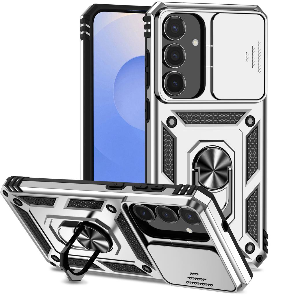 For Samsung S25 FE Case Car Magnetic Ring Stand Slide Camera Armor Shockproof Cover For Samsung Galaxy S25 FE S25FE Coque Funda