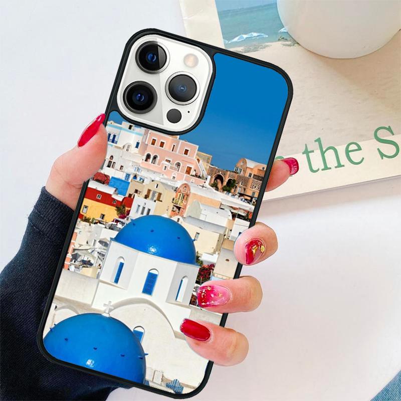 Oia Santorini Greece Phone Case For iPhone 17 Air 16 pro max 15 14 plus 11 12 13 Soft Bumper Shell Cover coque