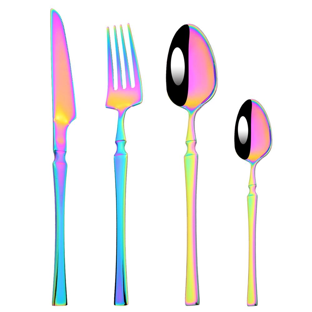 20Pcs (5set) Luxury Pink Gold Dinnerware Set Stainless Steel Flatware Cutlery Set Kitchen Fork Knife Spoon Tableware Silverware Set