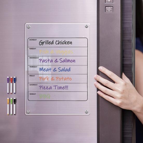 Yousheng Акриловая магнитная доска для заметок Сухостираемая записная книжка для холодильника с сильными магнитами Устойчивый к царапинам календарь для планирования для кухни офиса