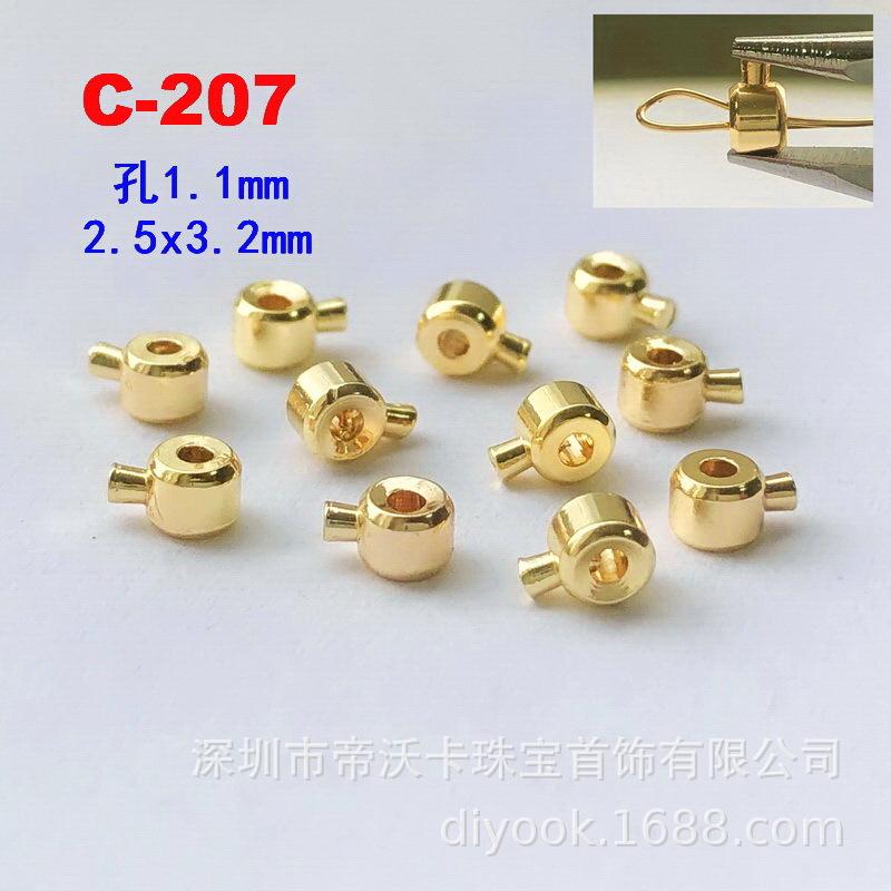 14K Gold-Plated Copper Crimp Bead Covers and Snap Buckles for DIY Jewelry