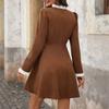 High-end Long-sleeved Dress for Women's Autumn and Winter A New Style of Short Skirt with A Patchwork Base