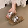 Thick-bottomed Beach Cool Slippers 2025 New Summer Wear Exquisite High-end Sense Solid Color Round Head One-word Drag