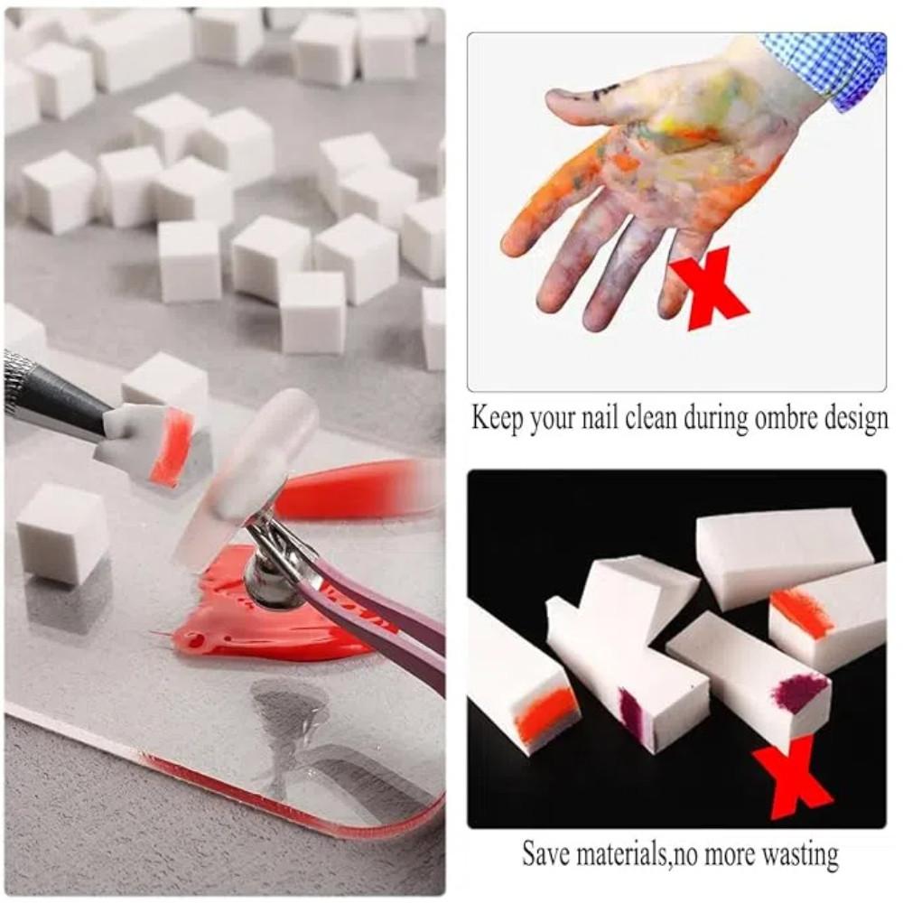 50Pcs Square Nail Art Sponges + Grab Pen Set Gradient Nail Brushes Gel Polish Design Sponge Grab Pen Manicure Supplies
