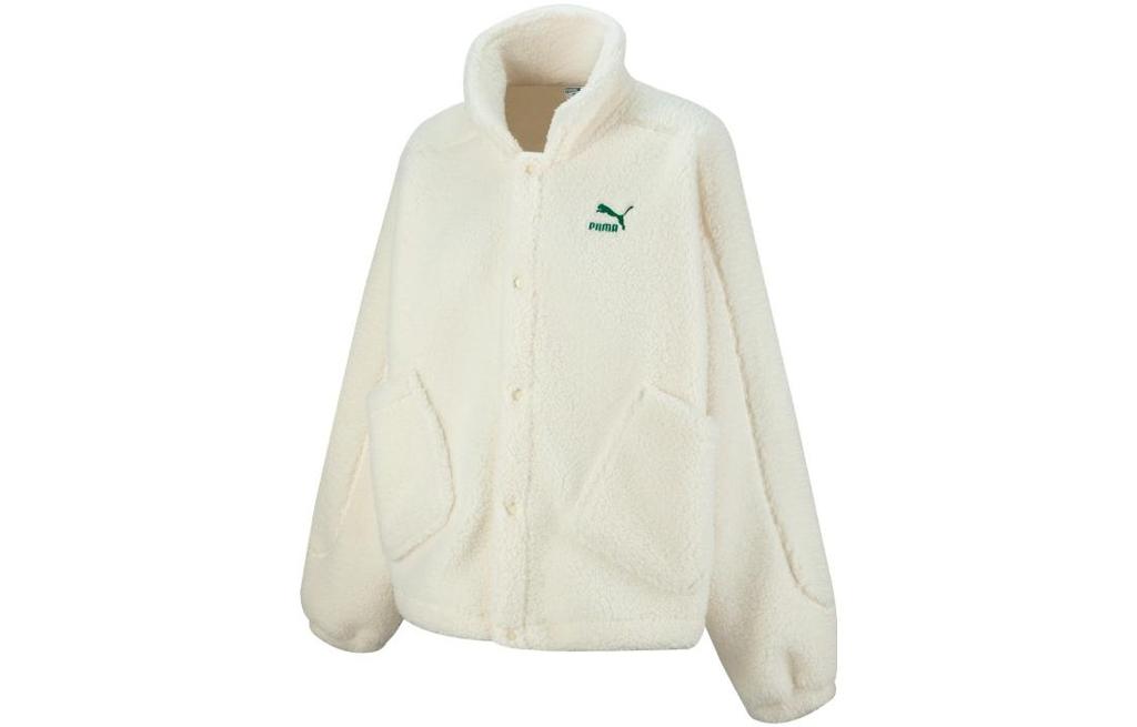 Puma Женские вельветовые куртки чисто-белые с воротником-стойкой утолщенные 539954-65