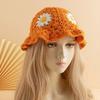 Handmade Crochet Flower Bucket Hat for Girls Korean Fisherman Hat Travel Beach Panama Cap Knitted Hat Winter Beanie Cap