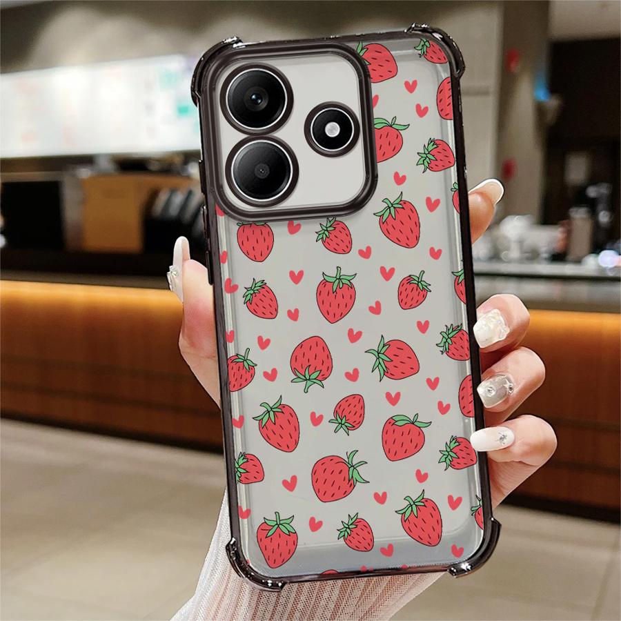 Чехол для телефона с мультяшным узором клубники для Redmi Note 12 Pro 14 10 Pro 11 10 Lite 10s 13 9Pro 11s 9S Мягкий чехол