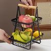 Двухъярусная корзина для фруктов, железная сетка, кухонный органайзер для хранения с ручкой, подставка для закусок в гостиной