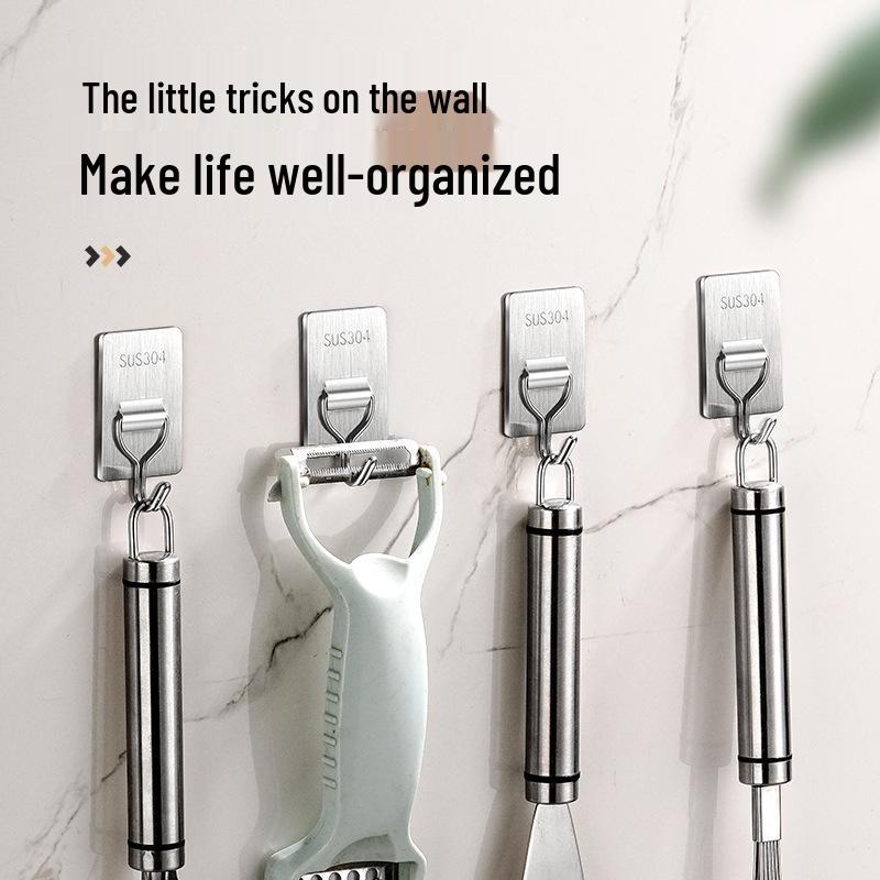 Самоклеящийся крючок из нержавеющей стали - Без сверления, Многофункциональный для использования в ванной комнате или на двери