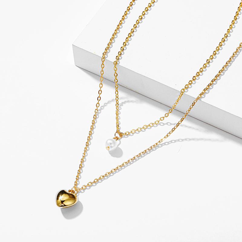 1PC Simple Necklace Collar Jewelry Cloth Accessories Sweet Choker Party Gift European Style Love Heart Imitation Pearl