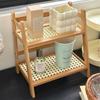 2-Tiers Wooden Storage Shelf Trapezoidal Display Stand New Cup Holder  Bedroom