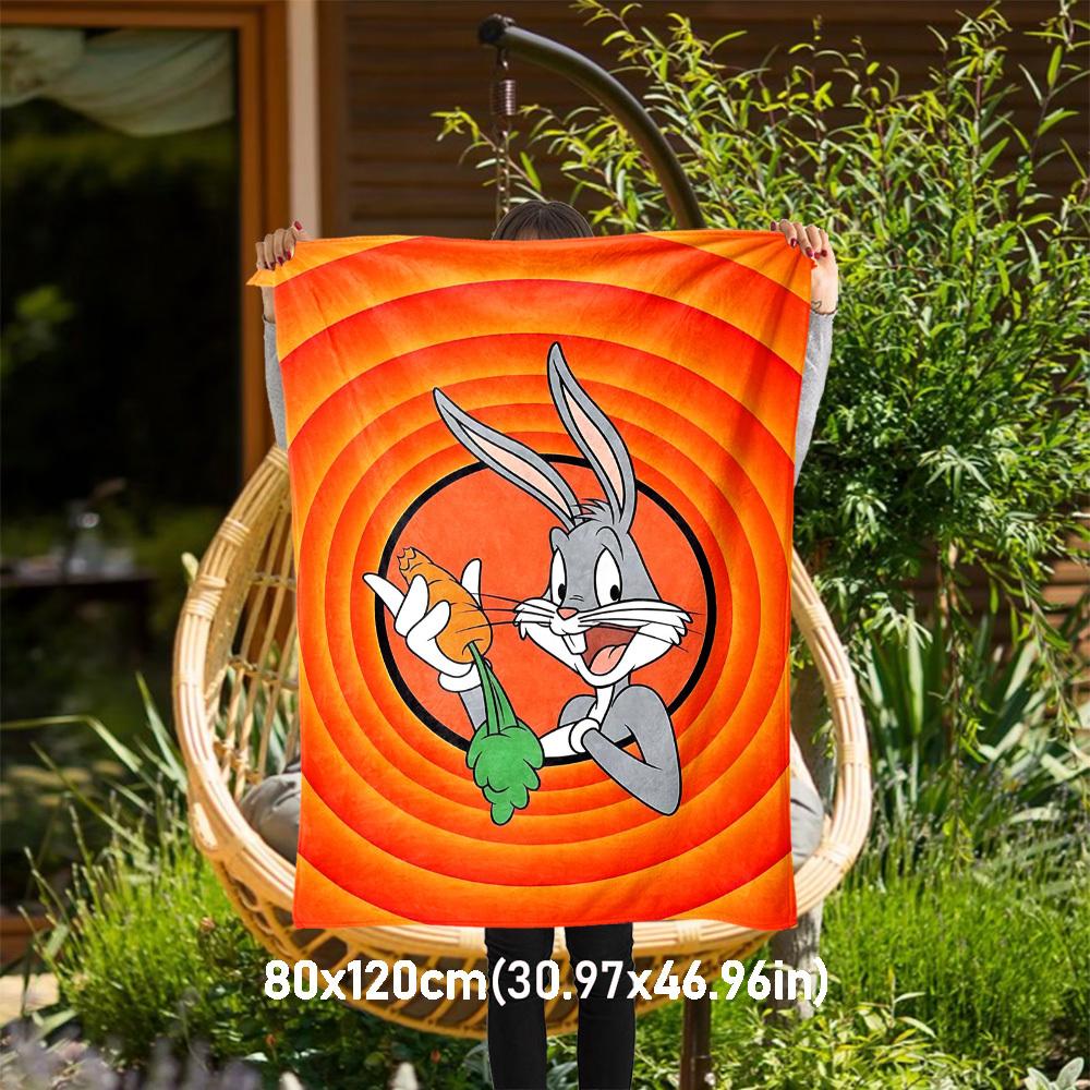 1pc Bugs Bunny carrotOutdoor Flannel Blanket Soft Plush Decor for Picnics, camping,Bedroom, Playroom, or Lunch Breakn1148A