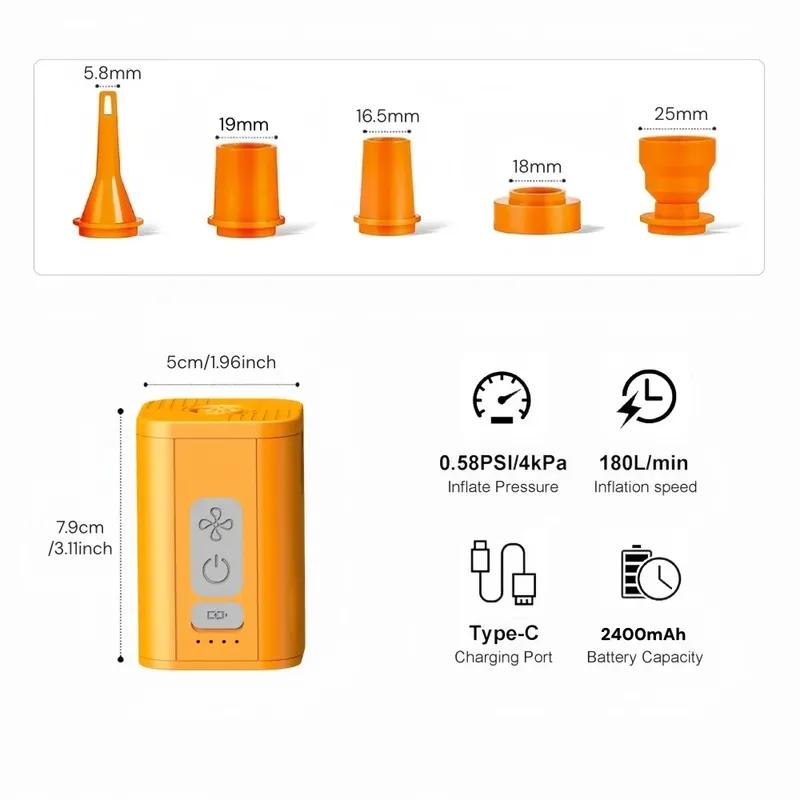 Мини-портативный воздушный насос Беспроводной насос для матраса USB-перезаряжаемый 2-в-1 Насос-сдуватель для вакуумного мешка для хранения Надувного круга