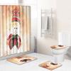 3D Printed Christmas Waterproof Shower Curtain Toilet Four-Piece Combination Set Household Doormat Floor Mat Carpet