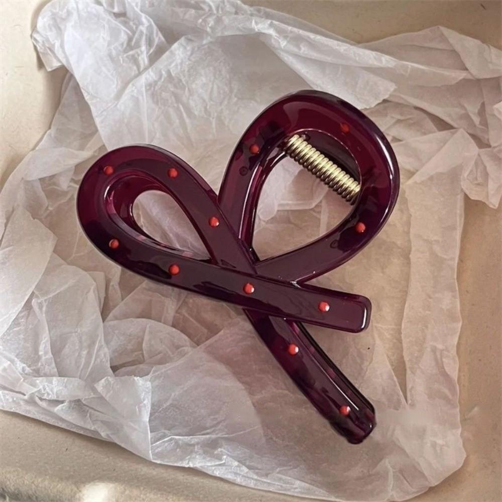 Red Bow Polka Dot Shark Clip Blue Hair Accessories Luxury Korean Hair Claw Women