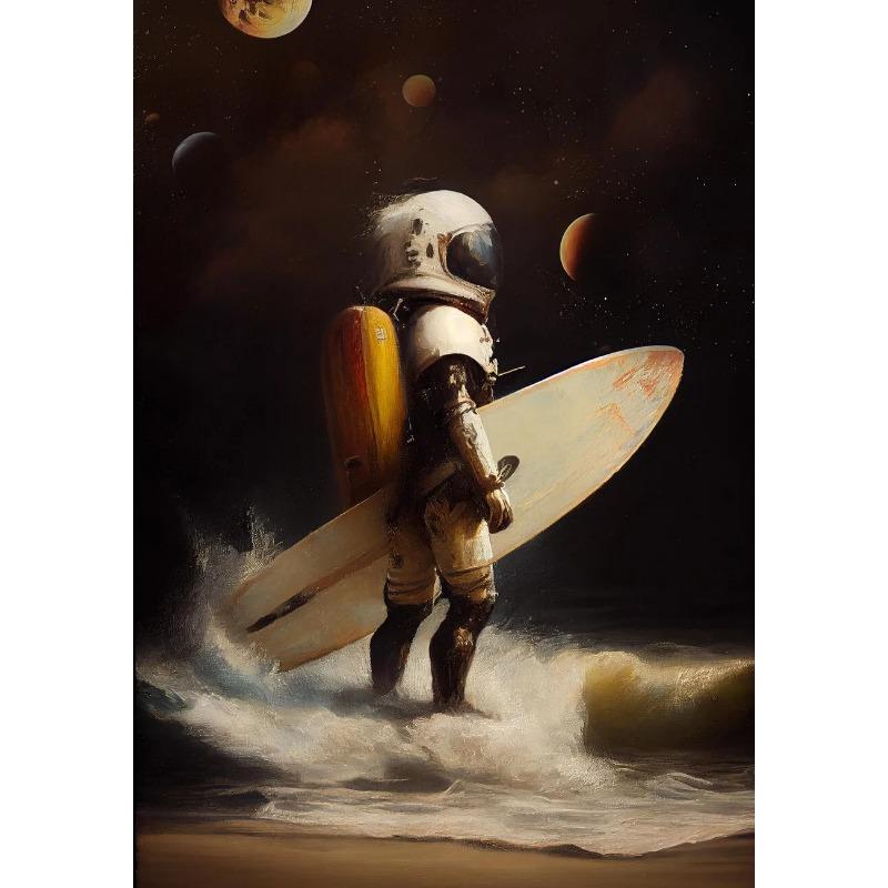Моя космическая дата, настенная живопись, мой день космического серфинга, холст, постеры, печать, космическое путешествие астронавта, картина на холсте для декора домашней комнаты