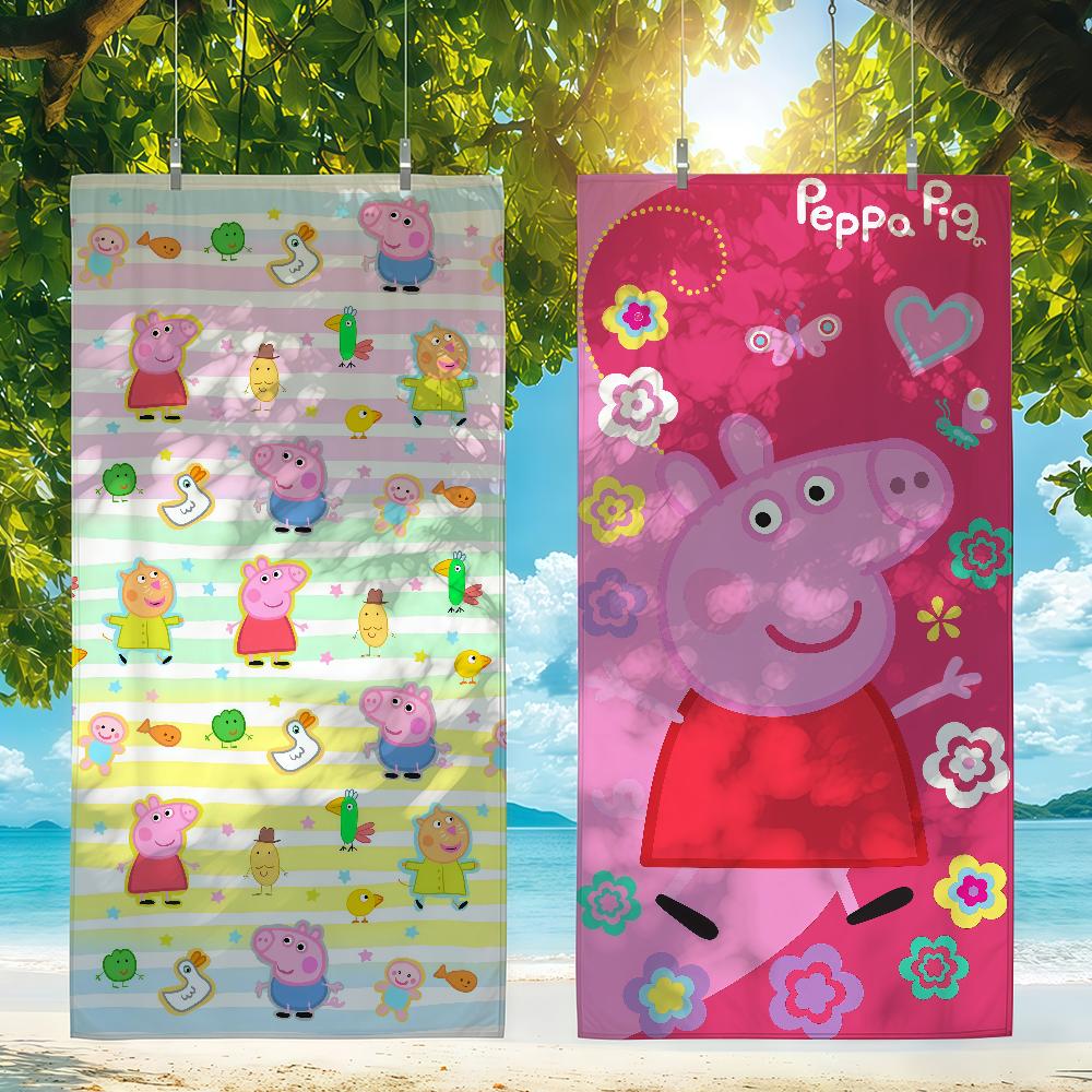 HB Cartoon P-Peppa P-Pig Towel Quick Drying Beach Towels Are Suitable For Swimming Pools Camping Yoga And The Gym