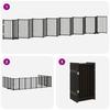 15 Piece Foldable Black Dog Gate 750 cm Poplar Wood