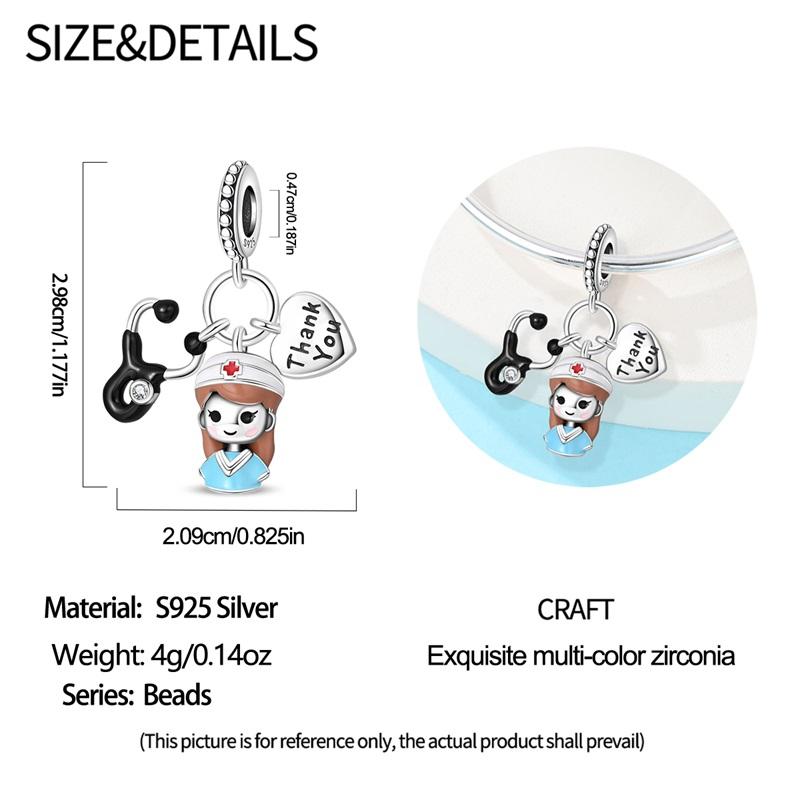 Copper Physical Health Nurse Medicine Box Stethoscope Charms Medicine Beads Fit Original Bracelets Diy Jewelry