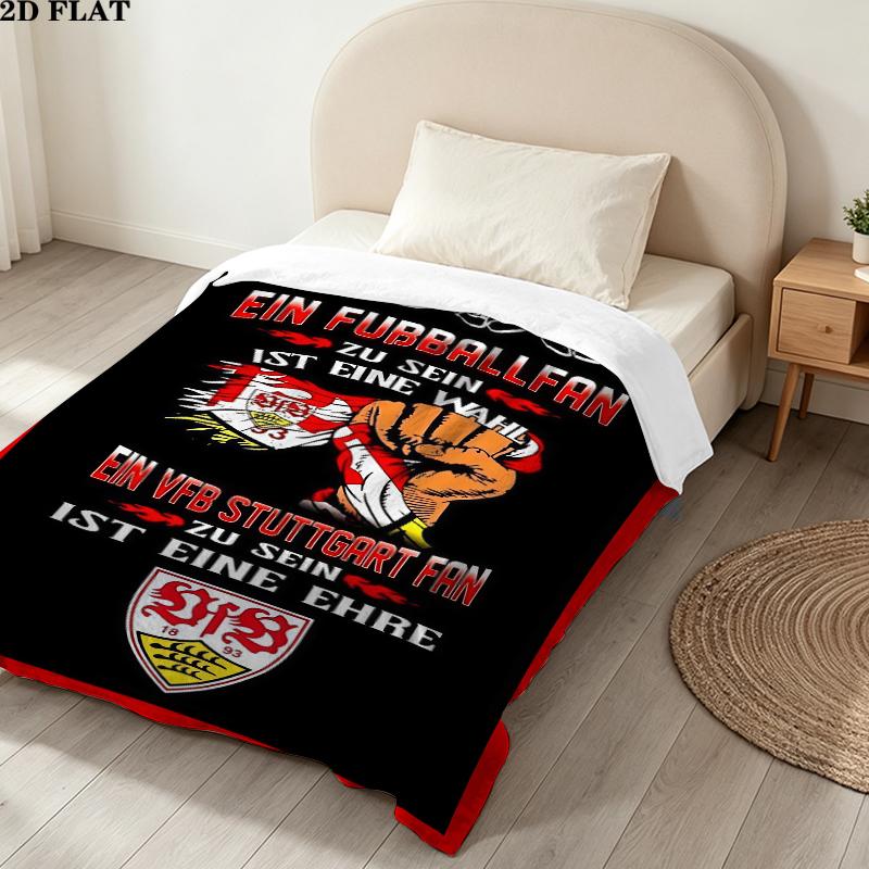 Vfb Stuttgart Print Flannel Blanket, High quality Comfortable for All Seasons, Home Decor, Warmth and Comfort, Perfect for Christmas Gifts